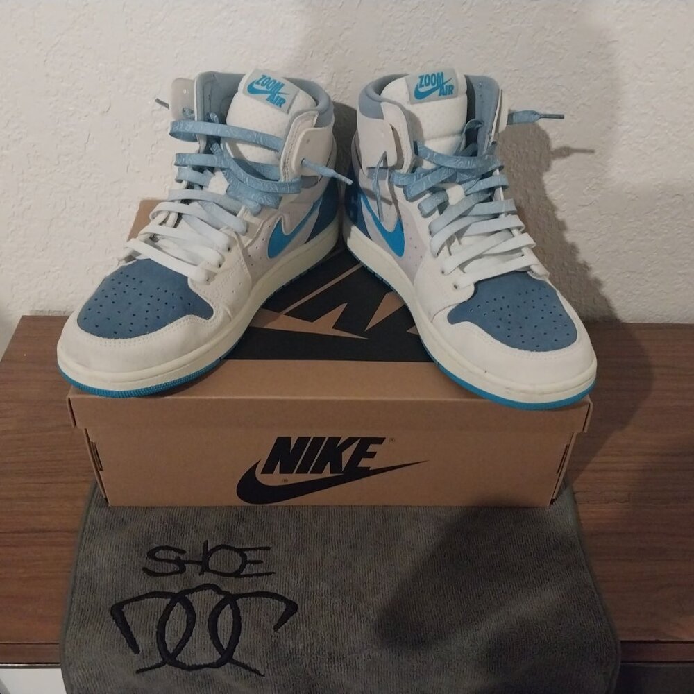 Men's Size 9 Nike Air Jordan 1 High CMFT 2 Sail Blue/High Dark Powder Blue + Box